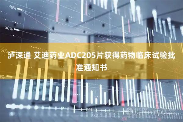 泸深通 艾迪药业ADC205片获得药物临床试验批准通知书